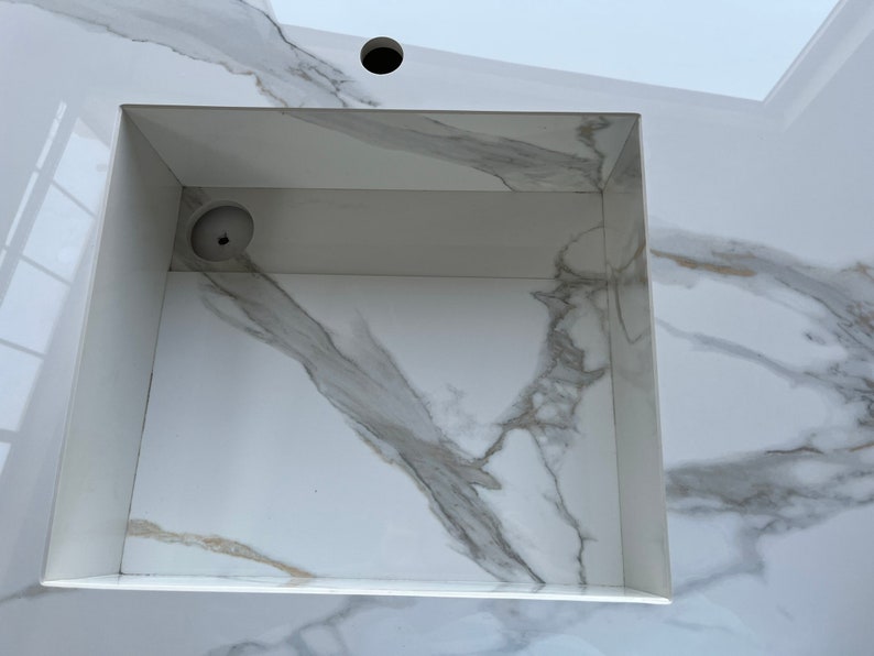 Italian Engineered Porcelain Sink - Calacatta Marble 100x55cm