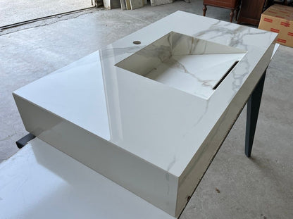 Italian Engineered Porcelain Sink - Calacatta Marble 100x55cm