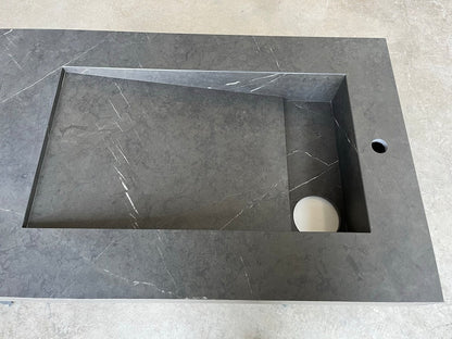 Porcelain Kitchen Sink 130cm - Grigio Carnico Italian Marble Style