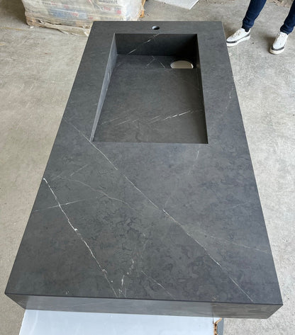 Porcelain Kitchen Sink 130cm - Grigio Carnico Italian Marble Style