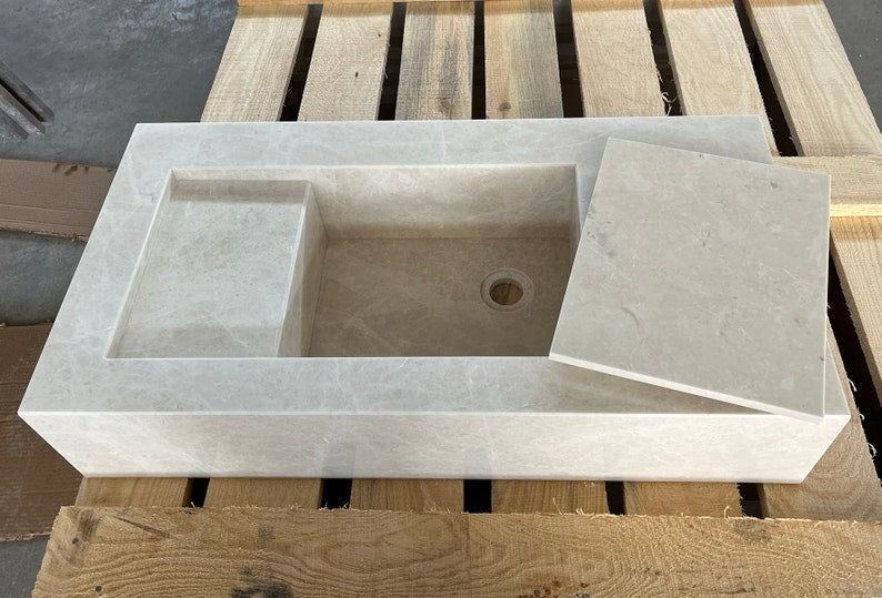 Light Pearl Marble Custom Vanity Sink - Handcrafted Contemporary