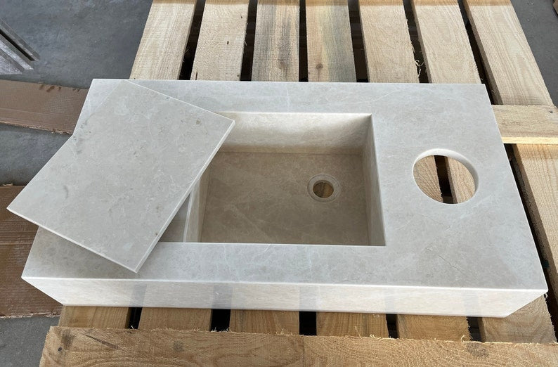 Light Pearl Marble Custom Vanity Sink - Handcrafted Contemporary