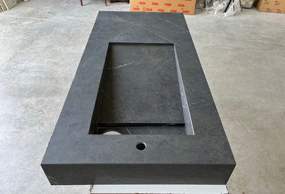 Porcelain Kitchen Sink 130cm - Grigio Carnico Italian Marble Style
