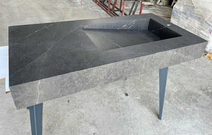 Porcelain Kitchen Sink 130cm - Grigio Carnico Italian Marble Style