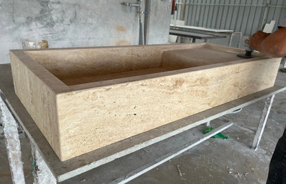 Travertine Natural Stone Bathroom Sink - Custom Premium Sealed Luxurious Finish