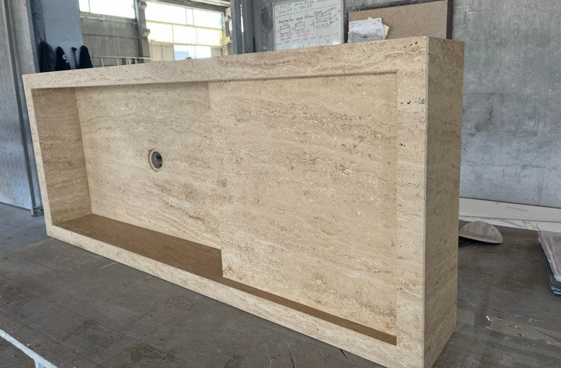 Travertine Natural Stone Bathroom Sink - Custom Premium Sealed Luxurious Finish