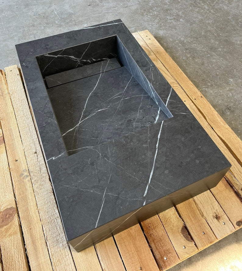 Pietra Grey Engineered Porcelain Bathroom Sink Italian Handcrafted