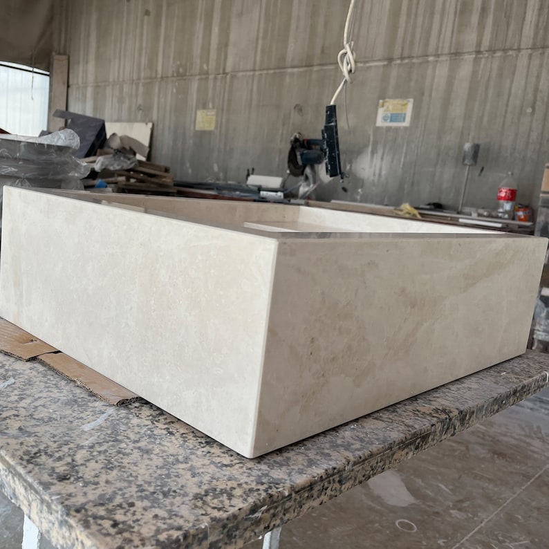 Light Pearl Marble Veined Handcrafted Sculptural Vanity Sink