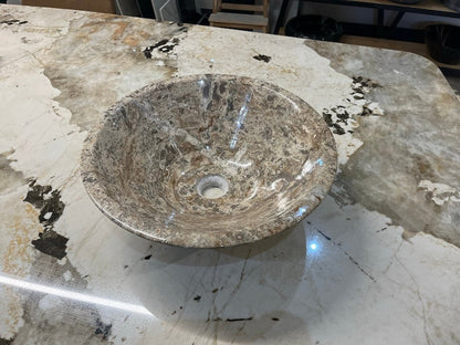 Valencia Travertine Conical Stone Vessel Sink Handmade Carved