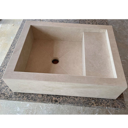 Light Pearl Marble Veined Handcrafted Sculptural Vanity Sink