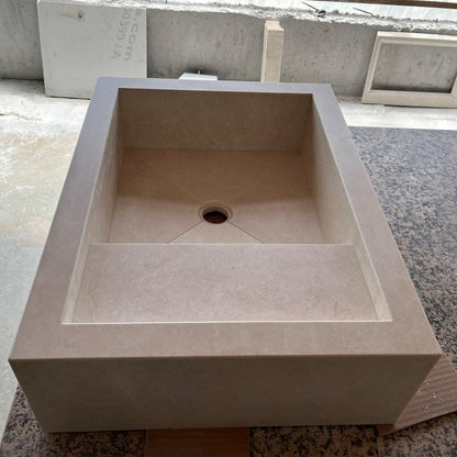 Light Pearl Marble Veined Handcrafted Sculptural Vanity Sink