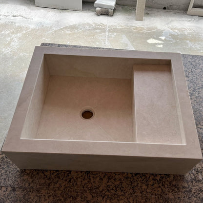 Light Pearl Marble Veined Handcrafted Sculptural Vanity Sink