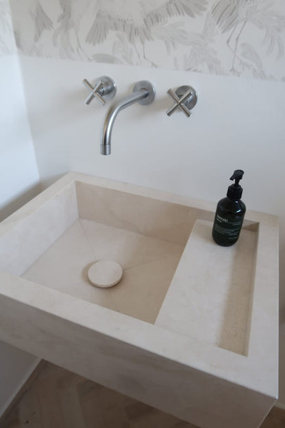 Light Pearl Marble Veined Handcrafted Sculptural Vanity Sink