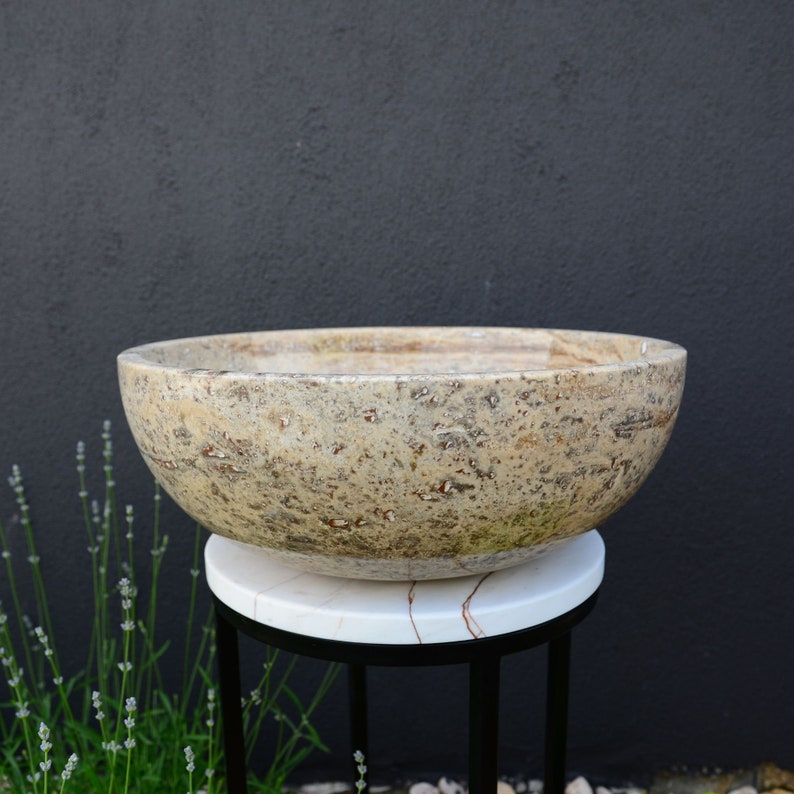 Artisan Handcrafted Natural Travertine Valencia Bathroom Sink