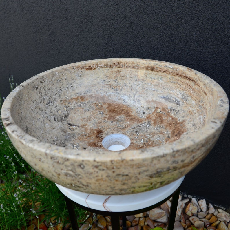 Artisan Handcrafted Natural Travertine Valencia Bathroom Sink
