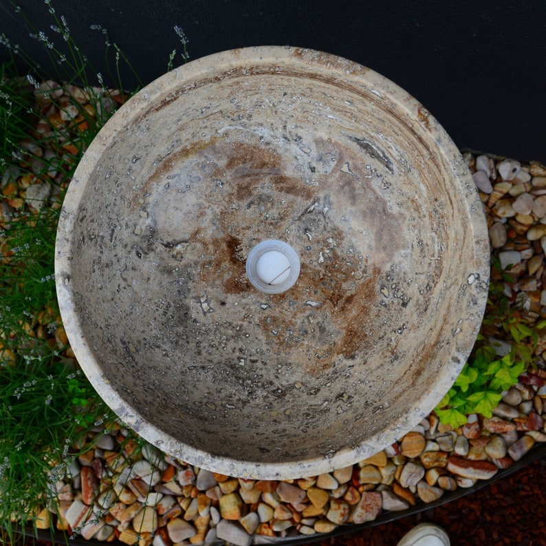 Artisan Handcrafted Natural Travertine Valencia Bathroom Sink
