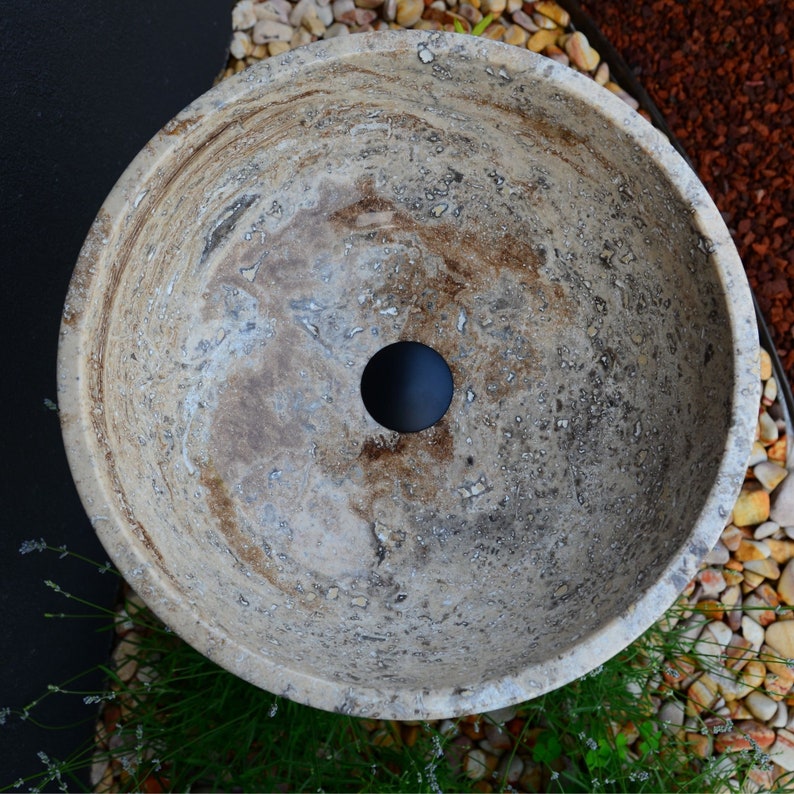 Artisan Handcrafted Natural Travertine Valencia Bathroom Sink
