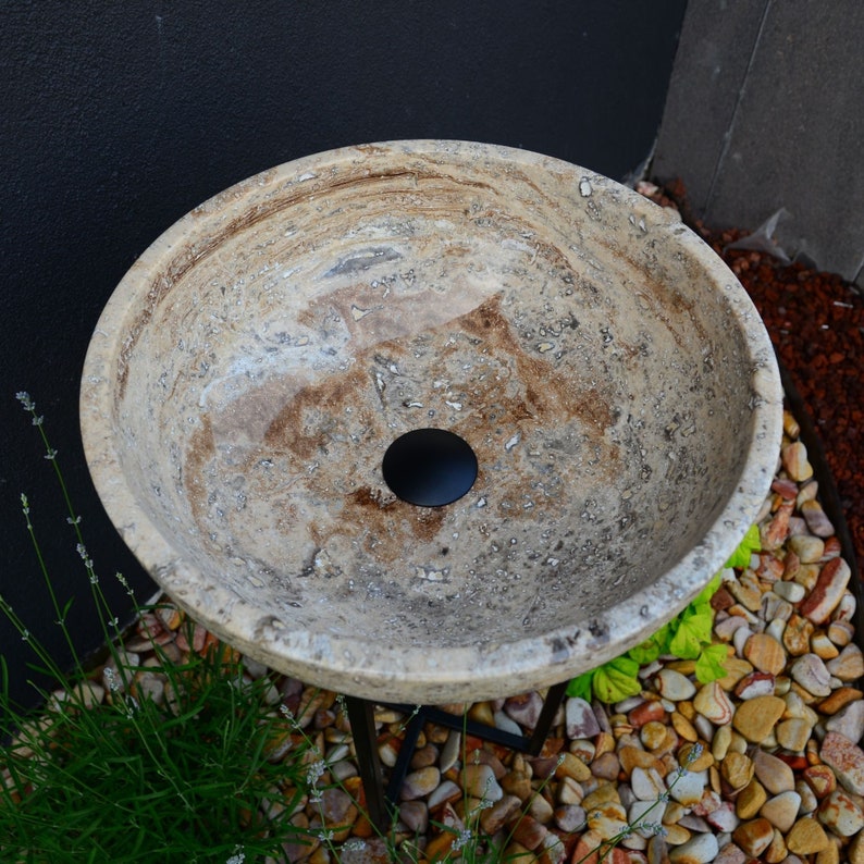Artisan Handcrafted Natural Travertine Valencia Bathroom Sink