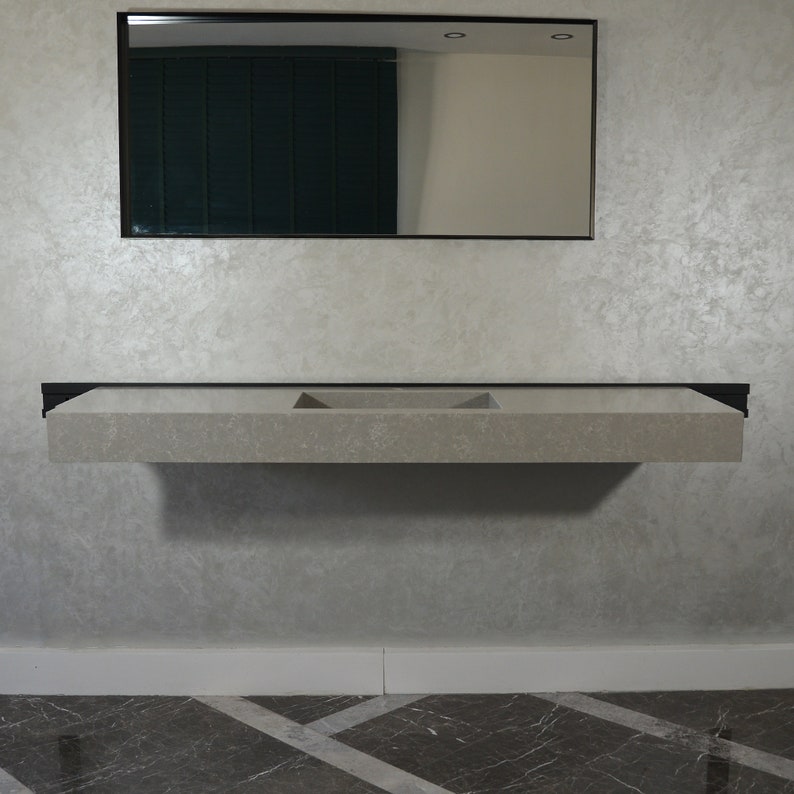 Handcrafted Custom Gray Quartz Kitchen Sink - Premium Engineered Rectangular Design