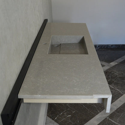 Handcrafted Custom Gray Quartz Kitchen Sink - Premium Engineered Rectangular Design