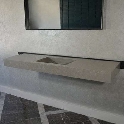 Handcrafted Custom Gray Quartz Kitchen Sink - Premium Engineered Rectangular Design