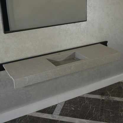 Handcrafted Custom Gray Quartz Kitchen Sink - Premium Engineered Rectangular Design