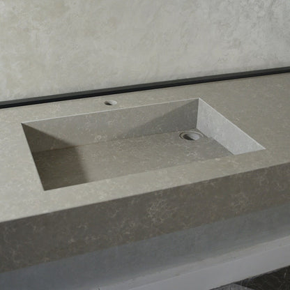 Handcrafted Custom Gray Quartz Kitchen Sink - Premium Engineered Rectangular Design