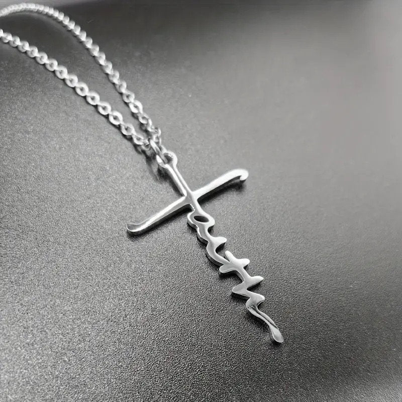 Dainty Silver, Gold, Rose Gold, & Black Faith Necklace Chain
