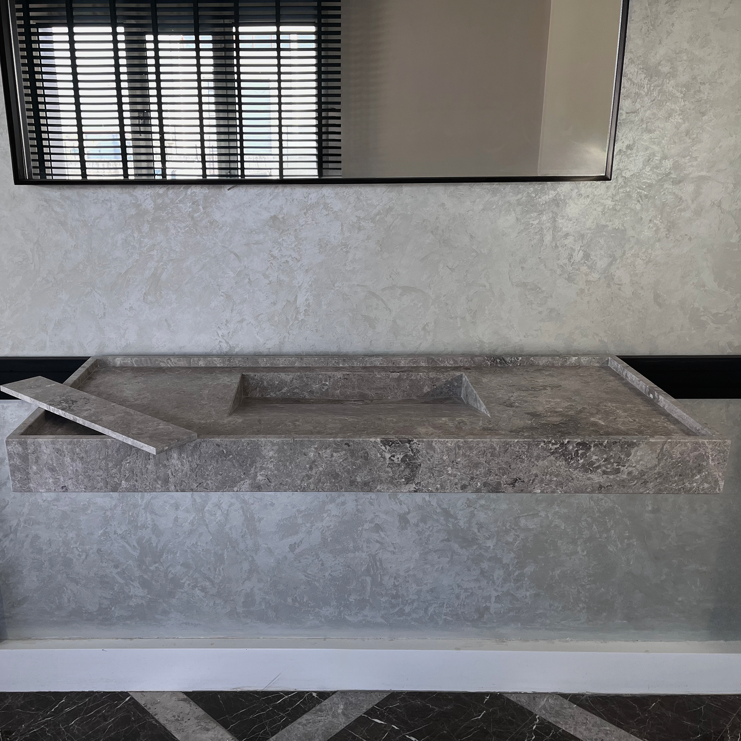 Tundra Grey Marble Sink - Handcrafted Custom Luxury Bathroom