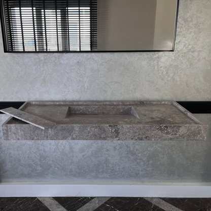 Tundra Grey Marble Sink - Handcrafted Custom Luxury Bathroom