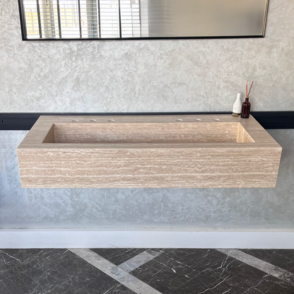 Travertine Natural Stone Handcrafted Bathroom Sink - Artisan