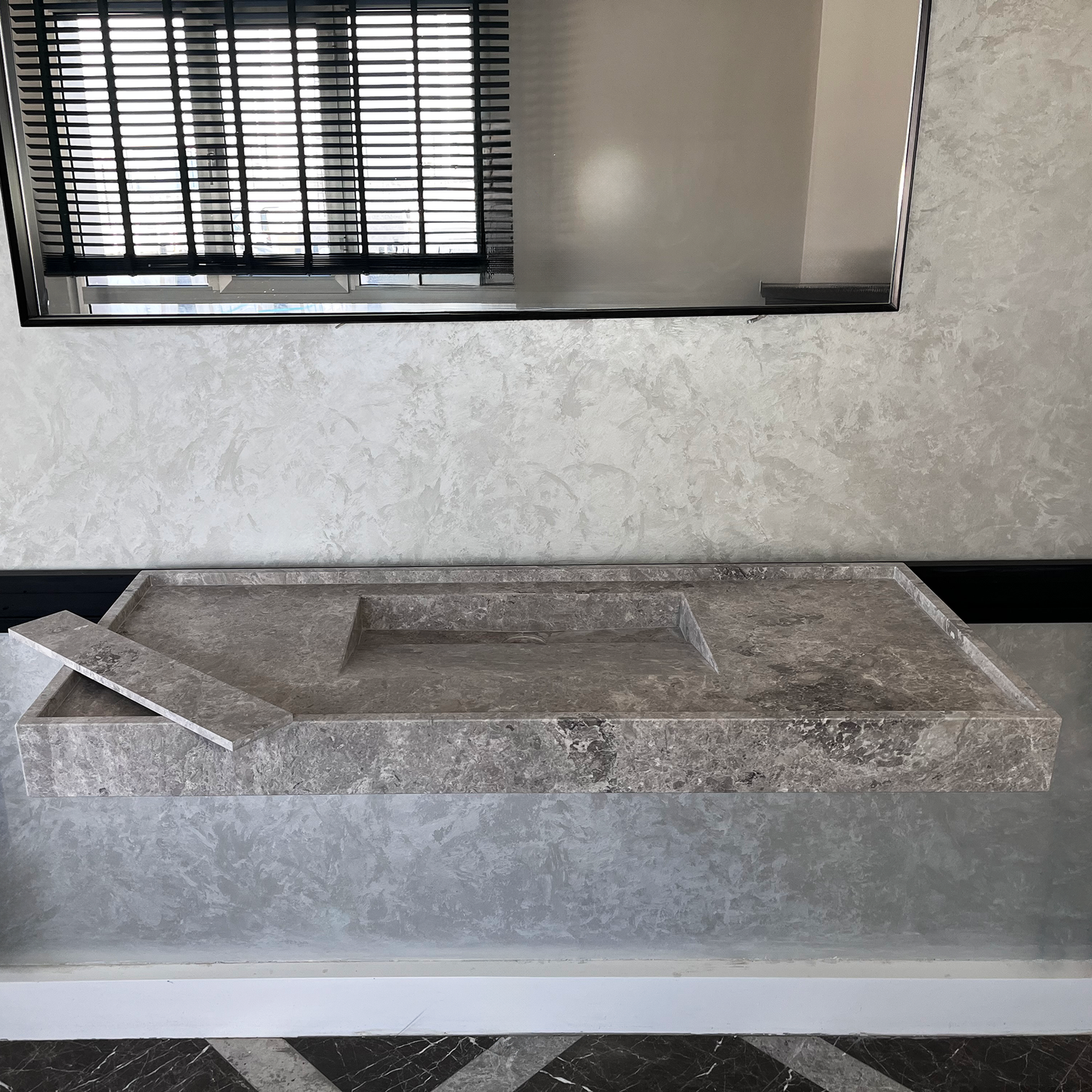 Tundra Grey Marble Sink - Handcrafted Custom Luxury Bathroom