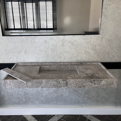 Tundra Grey Marble Sink - Handcrafted Custom Luxury Bathroom
