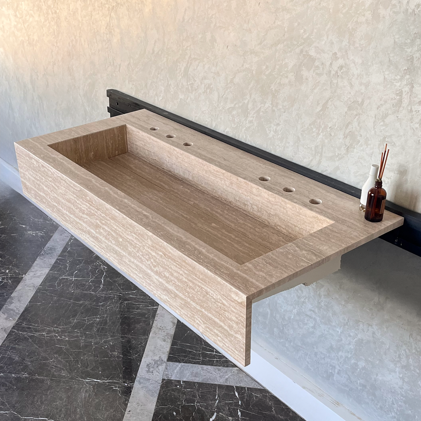 Travertine Natural Stone Handcrafted Bathroom Sink - Artisan
