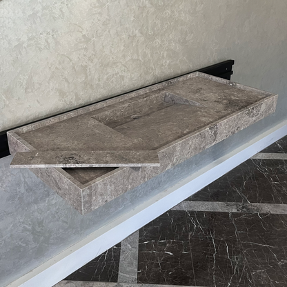 Tundra Grey Marble Sink - Handcrafted Custom Luxury Bathroom
