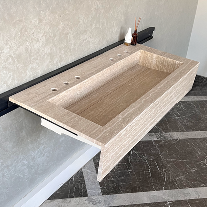 Travertine Natural Stone Handcrafted Bathroom Sink - Artisan