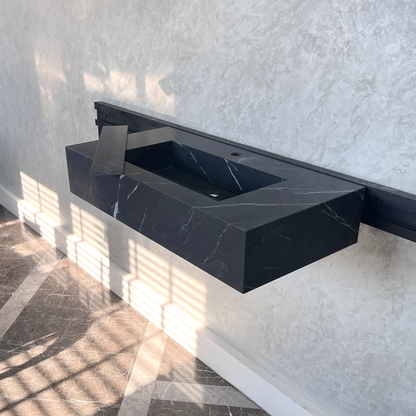 Nero Marquina Handcrafted Matte Black Engineered Stone Kitchen Sink