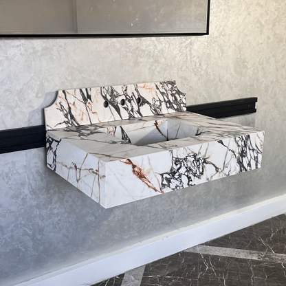Gold Engineered Porcelain Sink Materia Corchia Handcrafted Marble Premium Design
