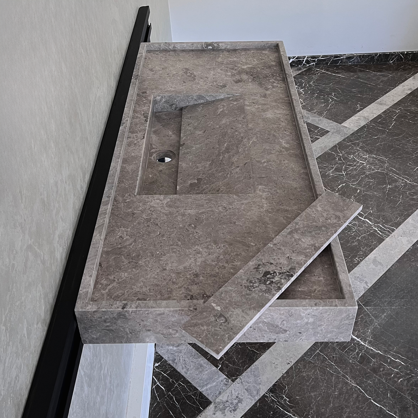 Tundra Grey Marble Sink - Handcrafted Custom Luxury Bathroom
