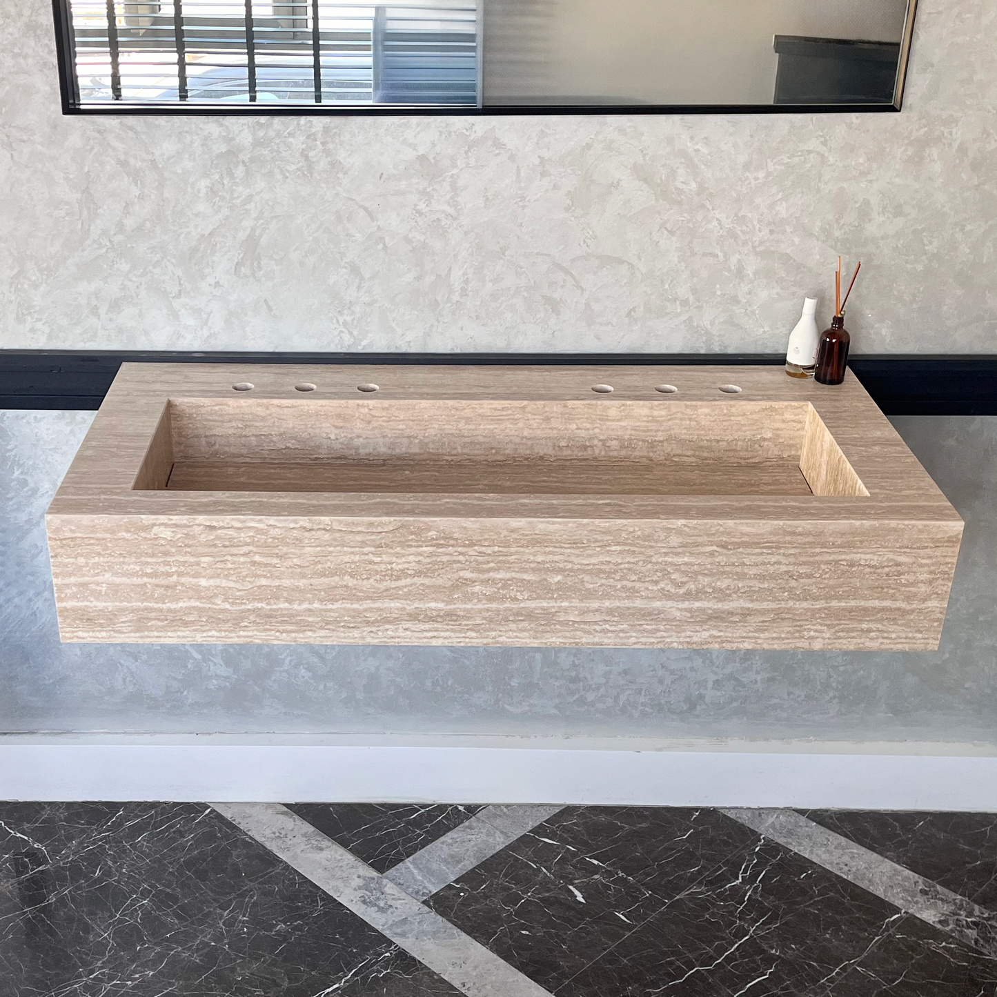 Travertine Natural Stone Handcrafted Bathroom Sink - Artisan