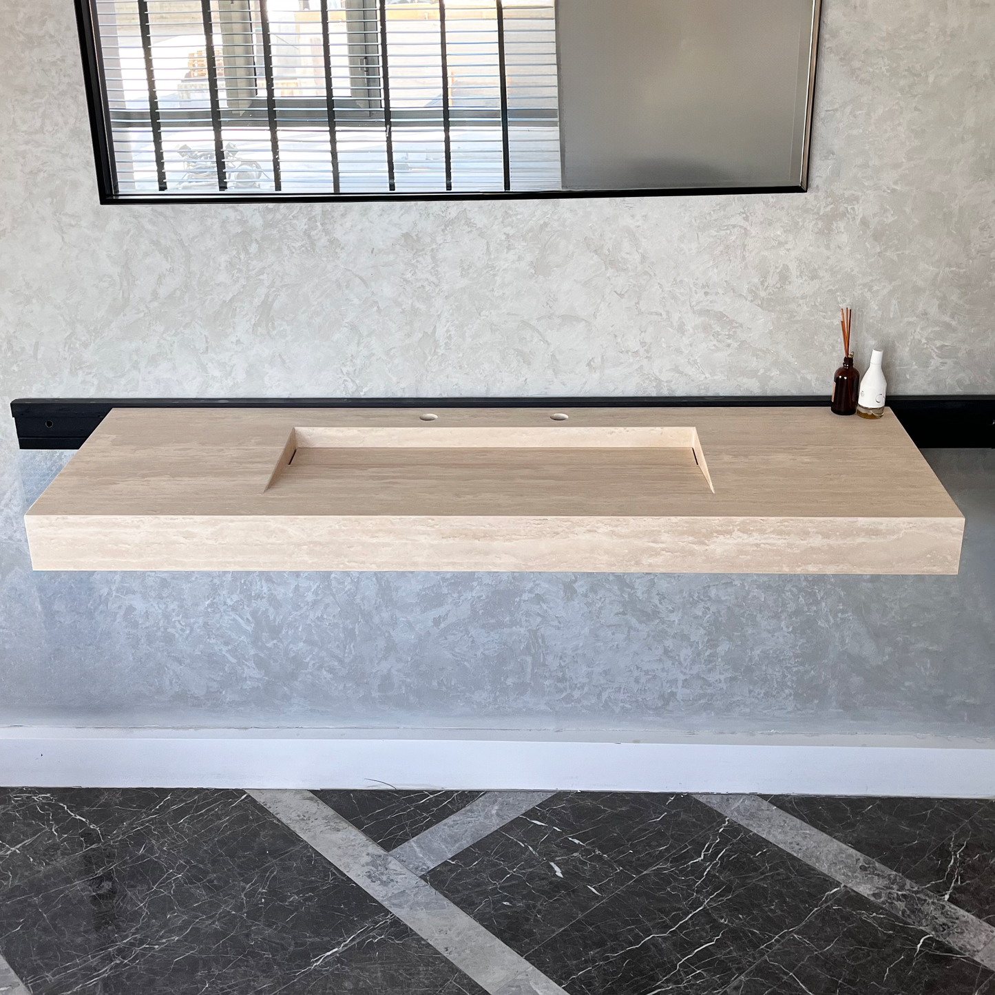 Travertine Natural Stone Handcrafted Bathroom Vanity Sink - Custom One of a Kind
