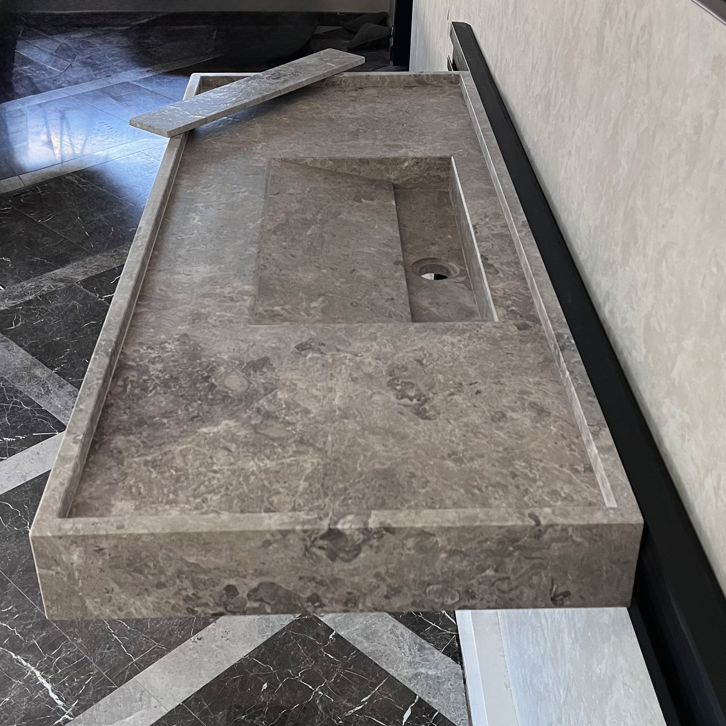 Tundra Grey Marble Sink - Handcrafted Custom Luxury Bathroom