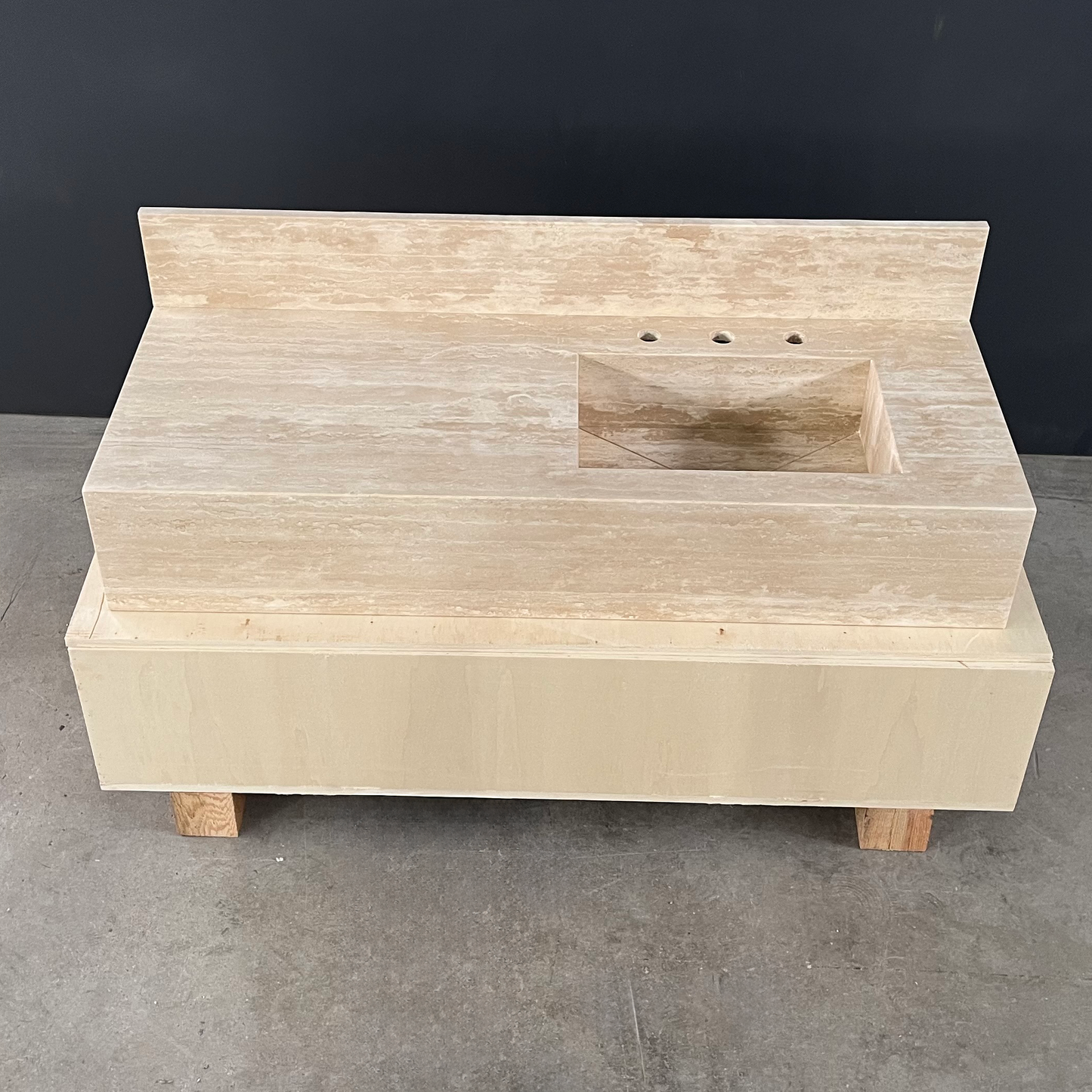 Handcrafted Beige Travertine Natural Stone Sink - Custom Artisan