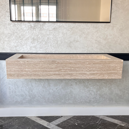 Travertine Natural Stone Handcrafted Bathroom Sink - Artisan