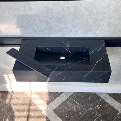 Nero Marquina Handcrafted Matte Black Engineered Stone Kitchen Sink