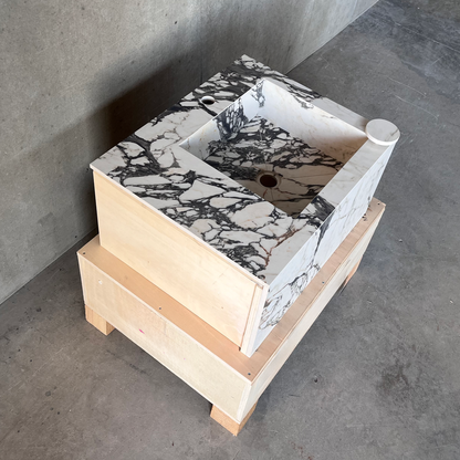 Engineered Porcelain Sink Gold - Handcrafted Calacatta Marble