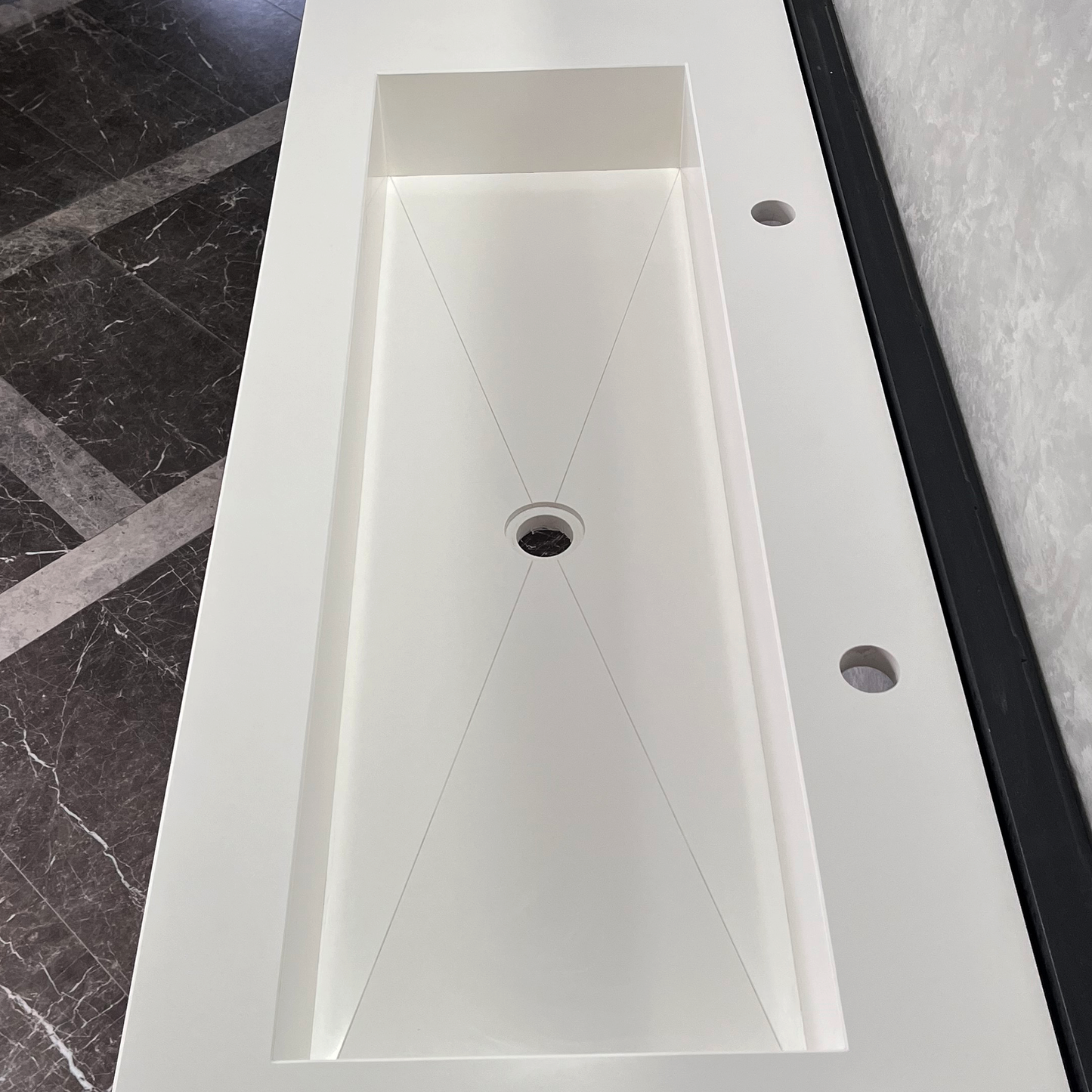 White Quartz Monolithic Contemporary Trough Sink - Handcrafted