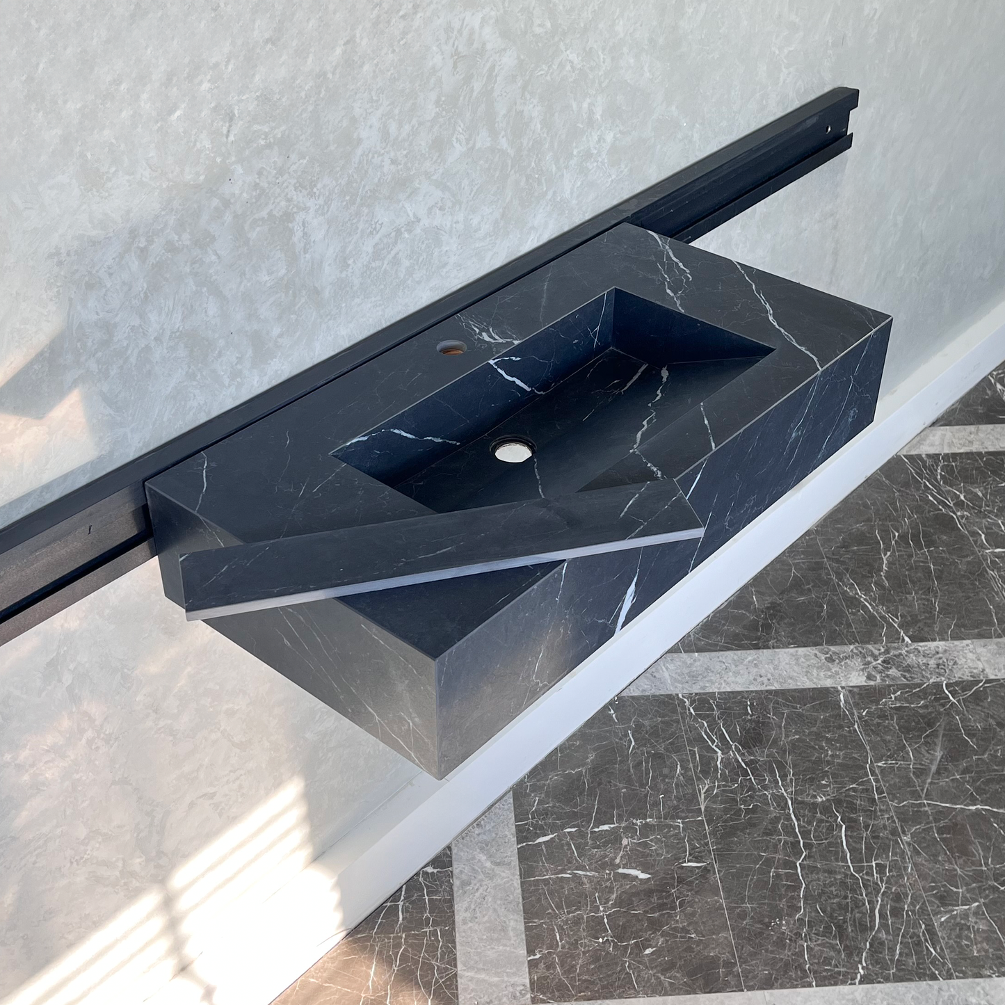 Nero Marquina Handcrafted Matte Black Engineered Stone Kitchen Sink
