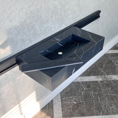 Nero Marquina Handcrafted Matte Black Engineered Stone Kitchen Sink