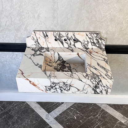 Gold Engineered Porcelain Sink Materia Corchia Handcrafted Marble Premium Design